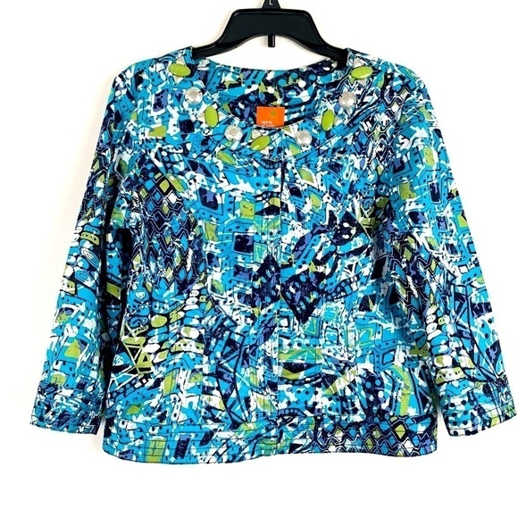 SALE! HEARTS OF PALM Lightweight Abstract Beaded Collar Jacket Size 8 - Picture 7 of 7